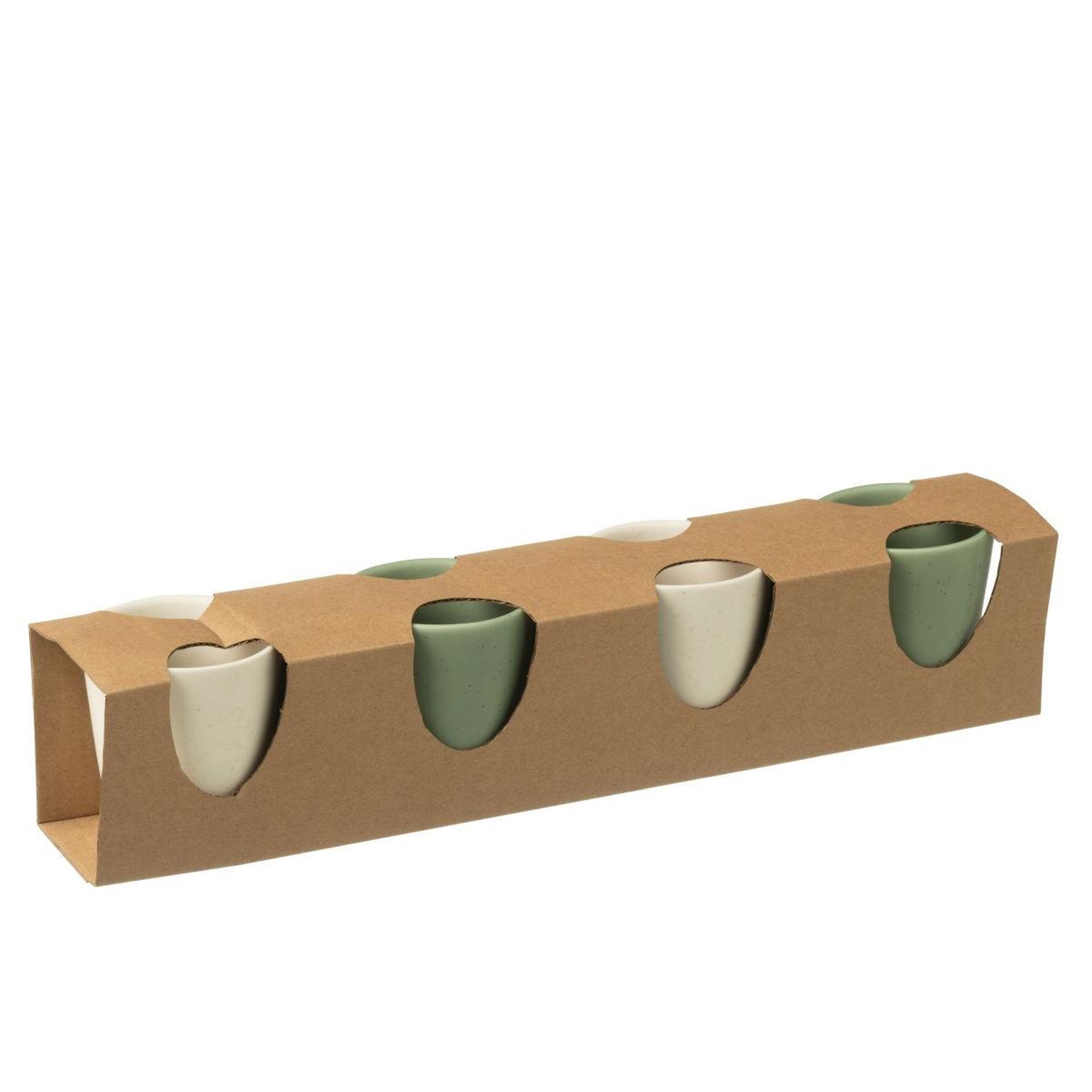 Voir la diapositive 4 : J-LINE Lot de 4 tasses à café  avery  7,5cl vert & blanc