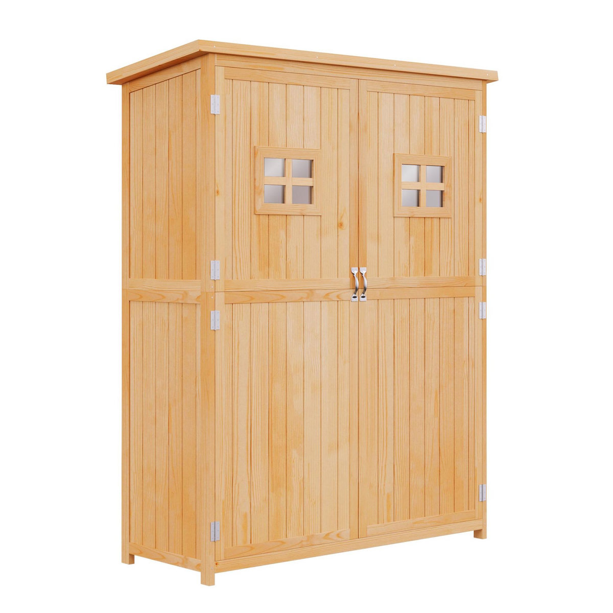 OUTSUNNY Abri de jardin armoire de jardin remise pour outils sur pied dim. 128L x 50l x 164H cm 2 étagères 2 portes 2 fenêtres toit bitumé étanche bois massif sapin pré-huilé