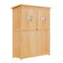 Voir la diapositive 2 : OUTSUNNY Abri de jardin armoire de jardin remise pour outils sur pied dim. 128L x 50l x 164H cm 2 étagères 2 portes 2 fenêtres toit bitumé étanche bois massif sapin pré-huilé