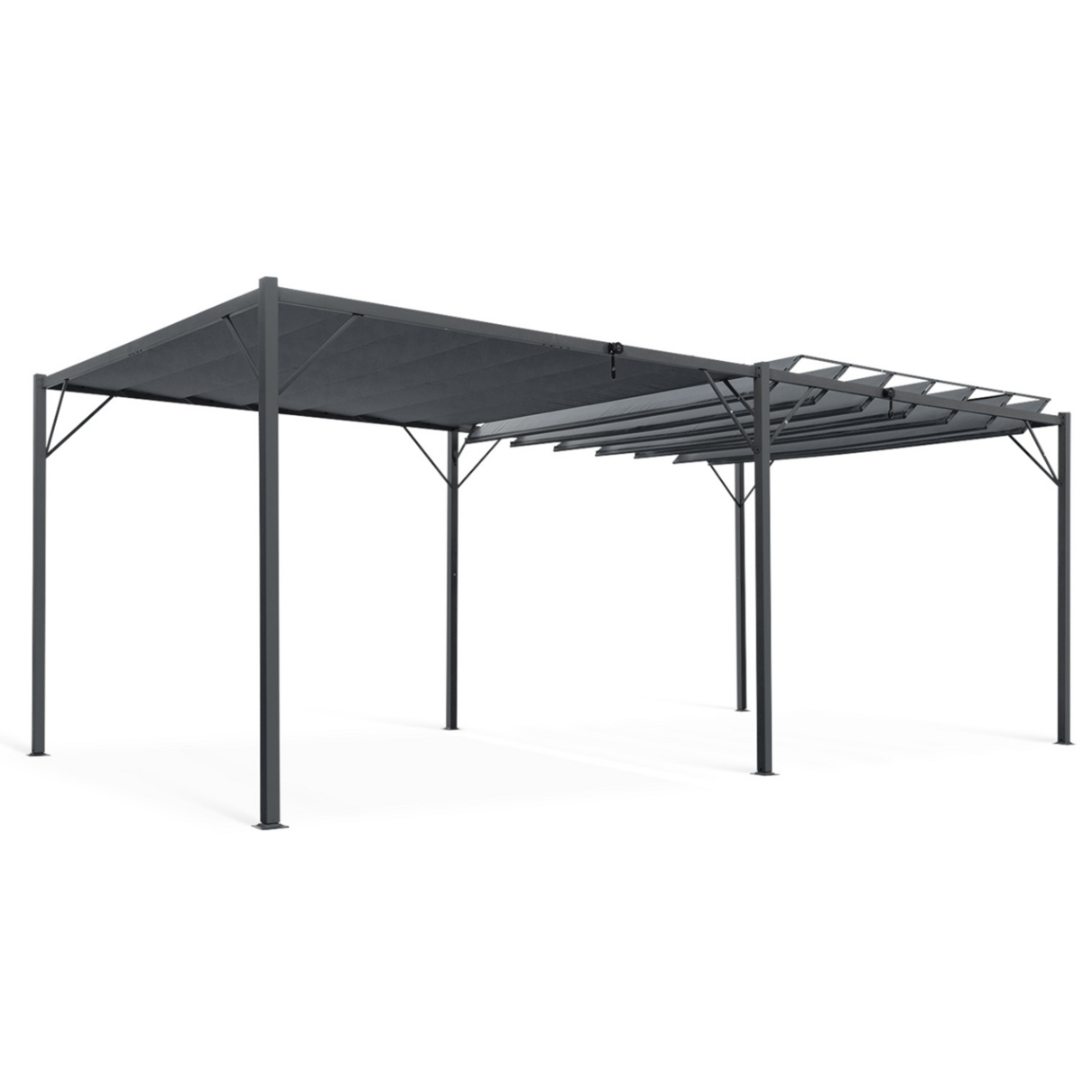 ID MARKET Pergola lames orientables 3x6 M gris anthracite