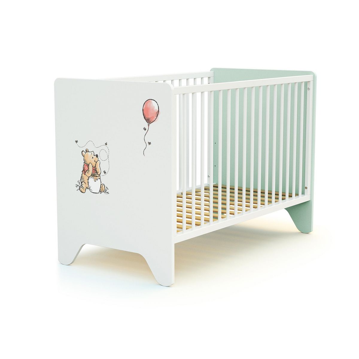 AT4 Lit bébé 60x120 cm WINNIE BALLON DISNEY Vert d'eau