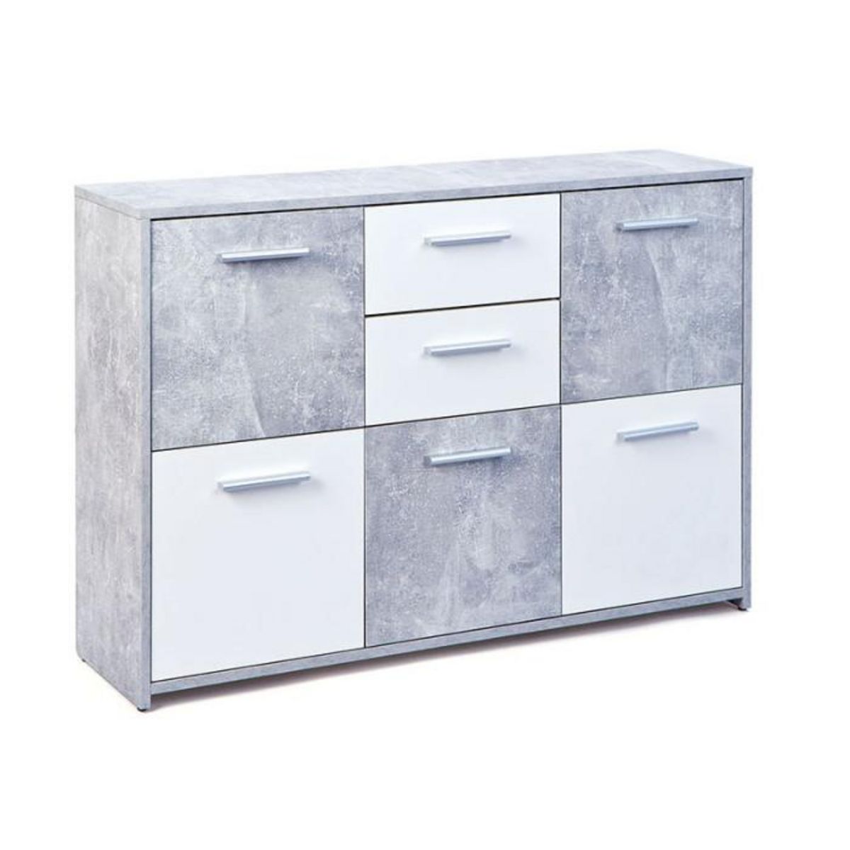 Paris Prix Commode Design 5 portes  Miller  Gris & Blanc