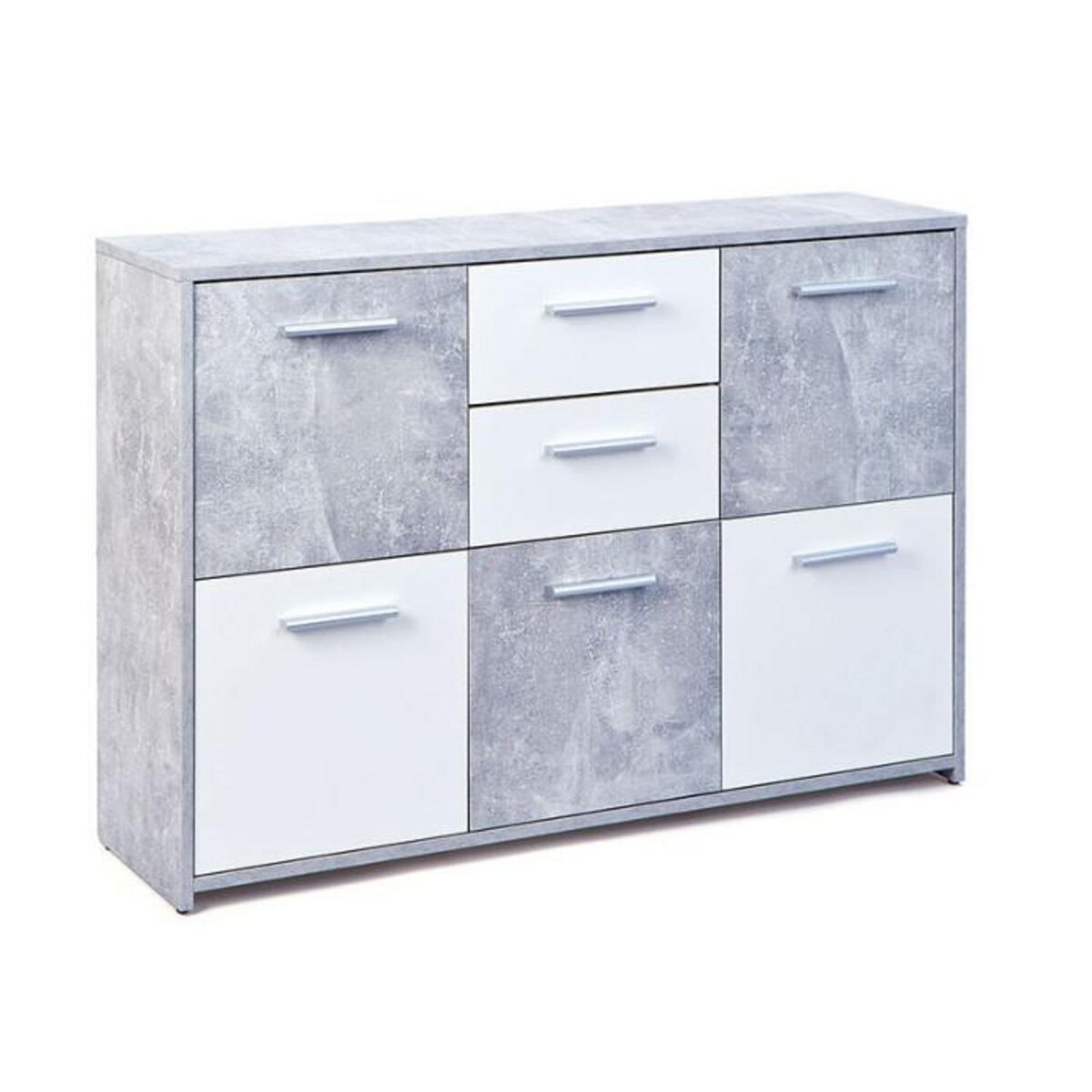 Paris Prix Commode Design 5 portes  Miller  Gris & Blanc