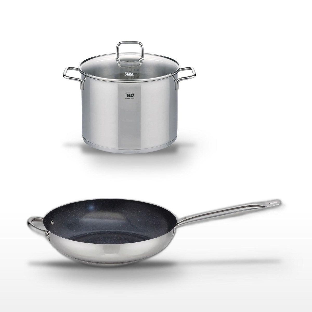 ELO Lot Poêle 32 cm & Faitout 26 cm Elo Profi Therm Platinum