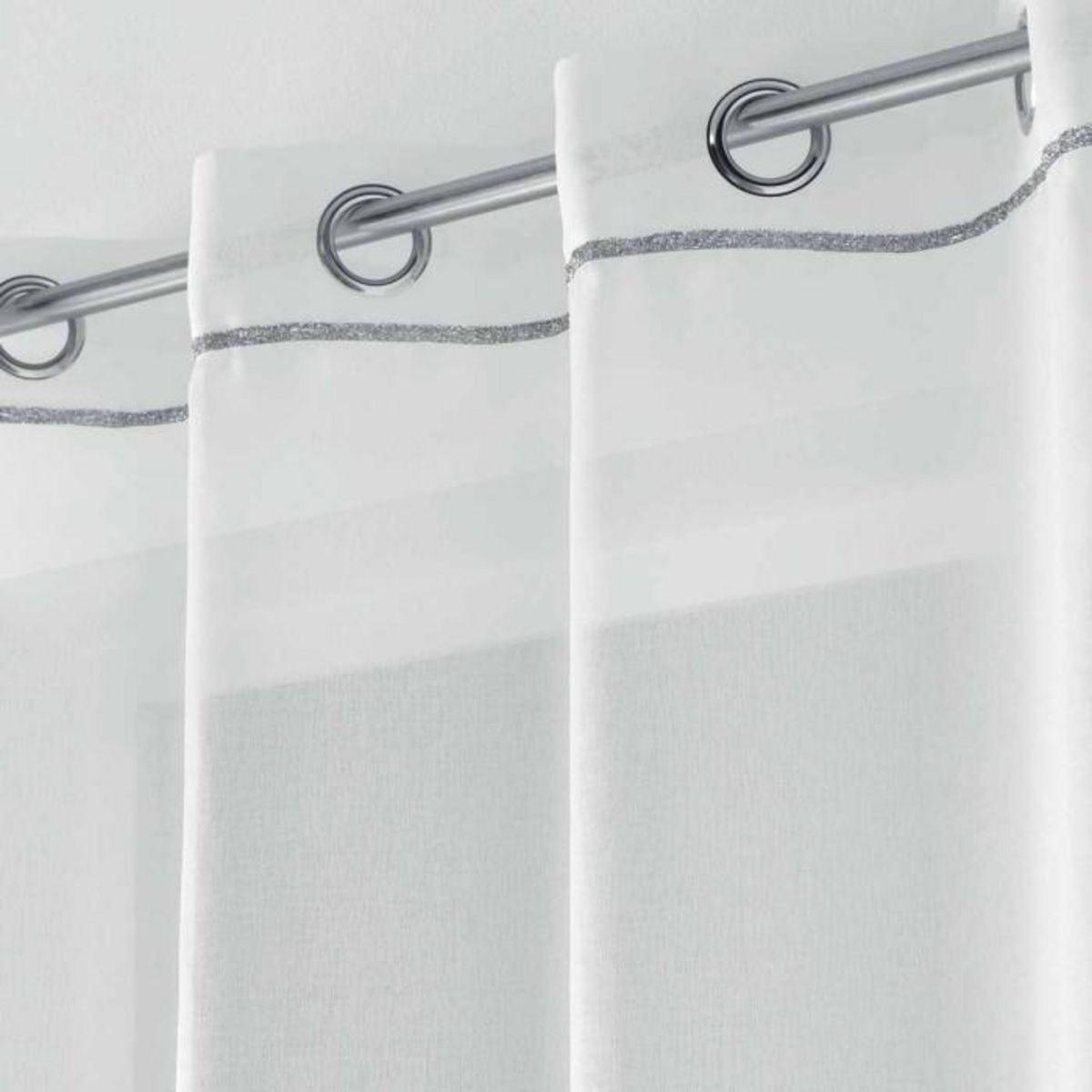 Paris Prix Rideau Voilage à Œillets  Etincelle  140x240cm Blanc