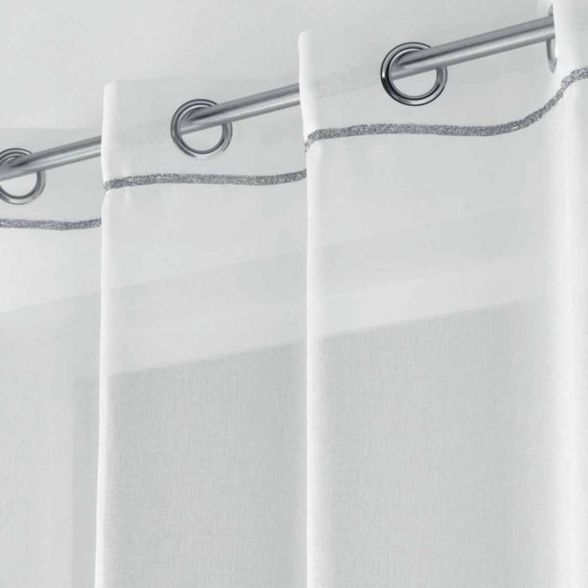 Paris Prix Rideau Voilage à Œillets  Etincelle  140x240cm Blanc