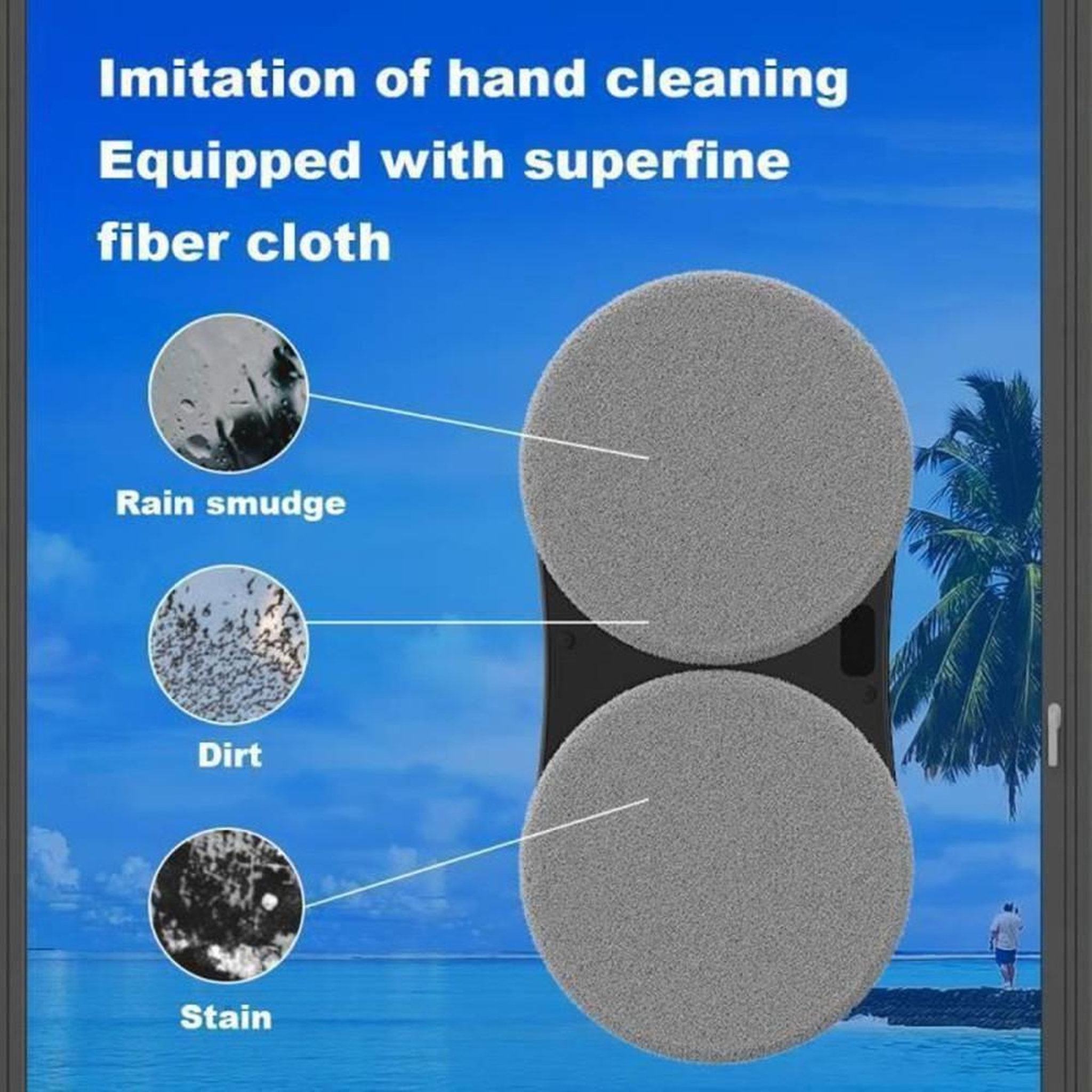 Voir la diapositive 4 : Robot nettoyeur de vitres intelligent YW810 avec contrôle via appli, double pulvérisation 70 ml, détection des bords, protection anti-chute et système UPS