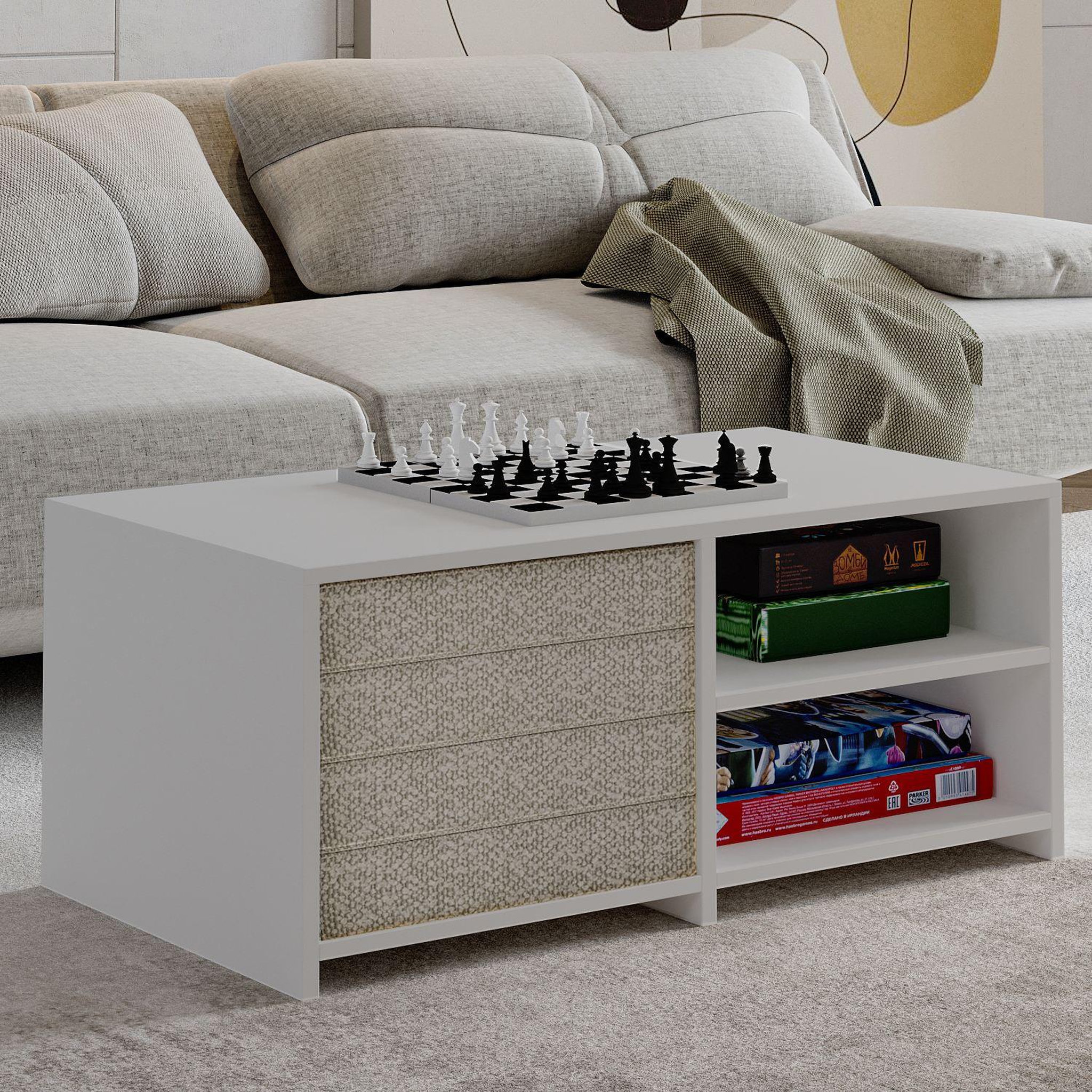 Voir la diapositive 2 : Habitat et Jardin Table basse en bois  gord  - 90 x 45 x 44 cm - blanc