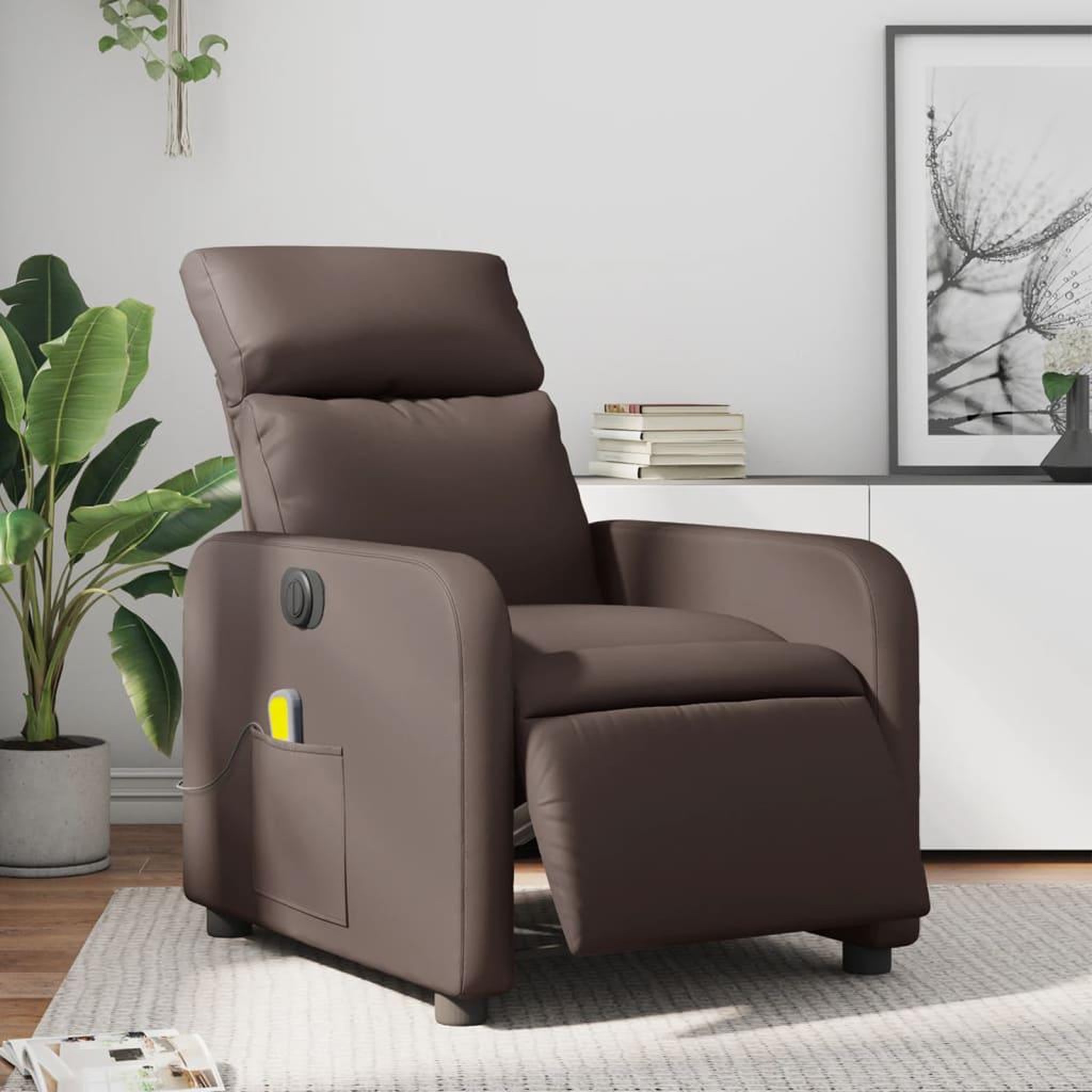 VIDAXL Fauteuil de massage inclinable electrique marron similicuir