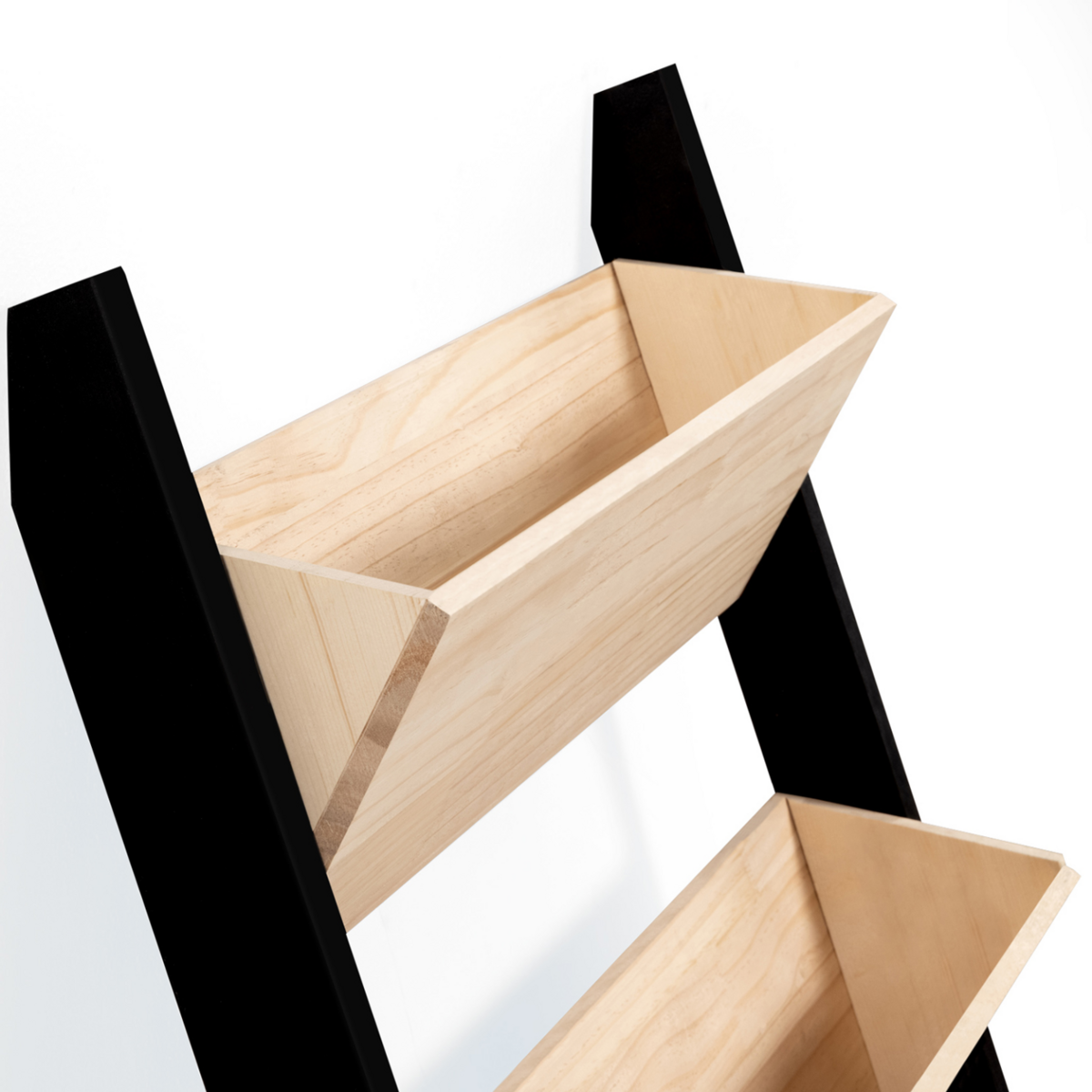 ID MARKET Jardinière échelle FREDDY 110 CM 3 bacs bois et noir potager pour jardin et balcon