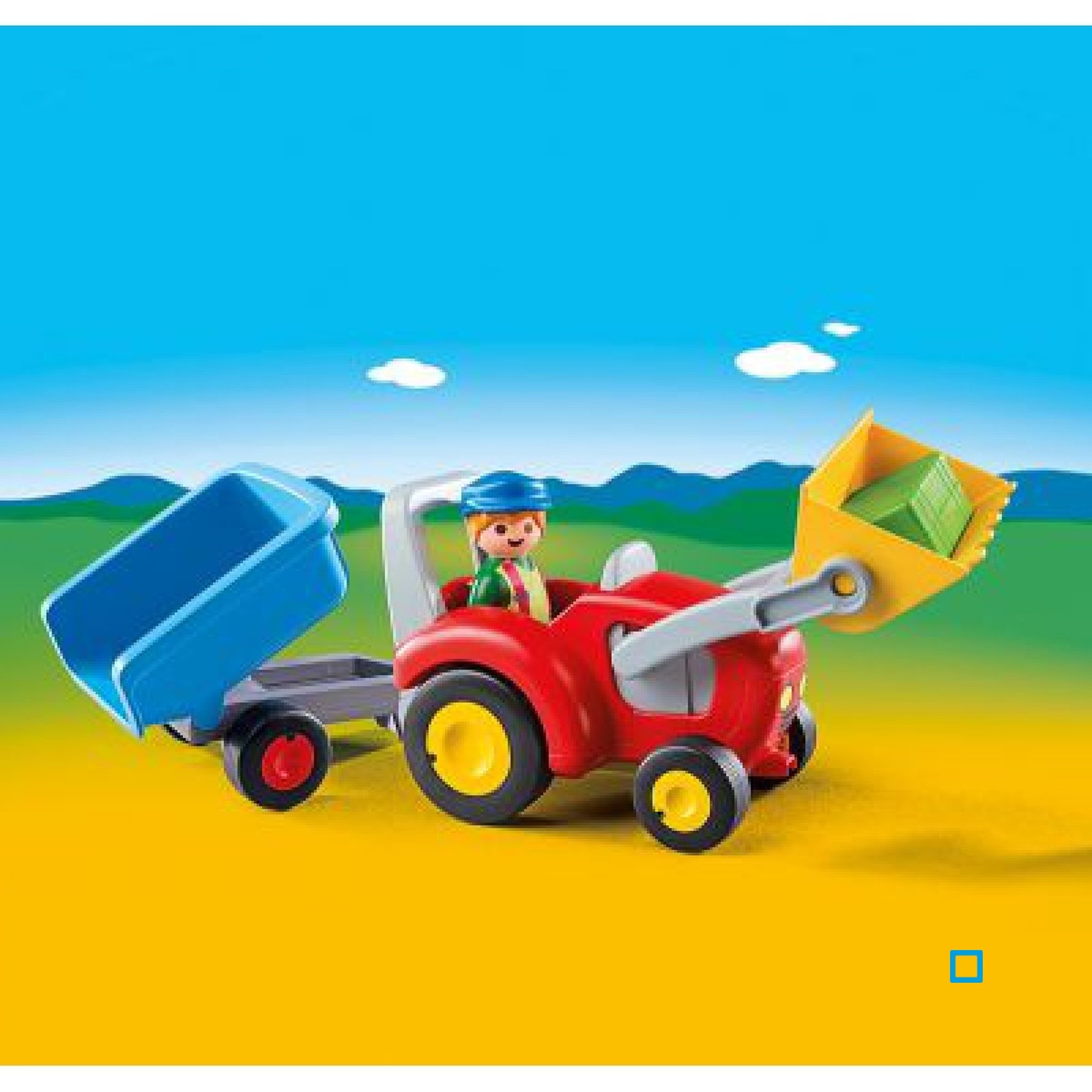 Voir la diapositive 2 : PLAYMOBIL 6964 - 1.2.3 - Fermier avec tracteur et remorque 