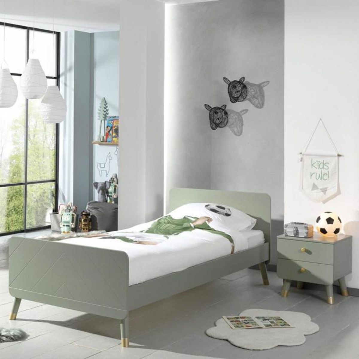 Paris Prix Table de Chevet Enfant 2 Tiroirs  Billy  43cm Vert