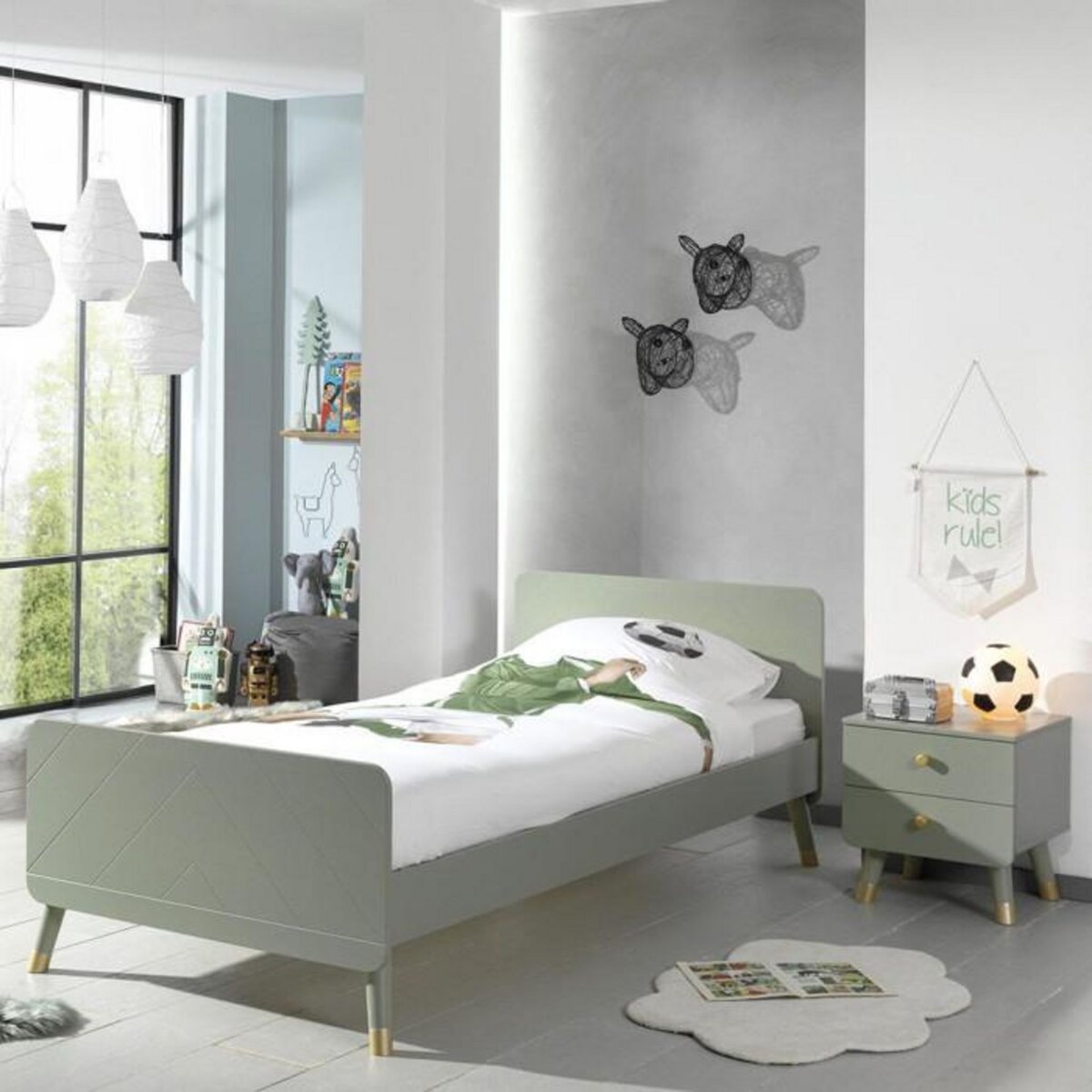 Paris Prix Table de Chevet Enfant 2 Tiroirs  Billy  43cm Vert