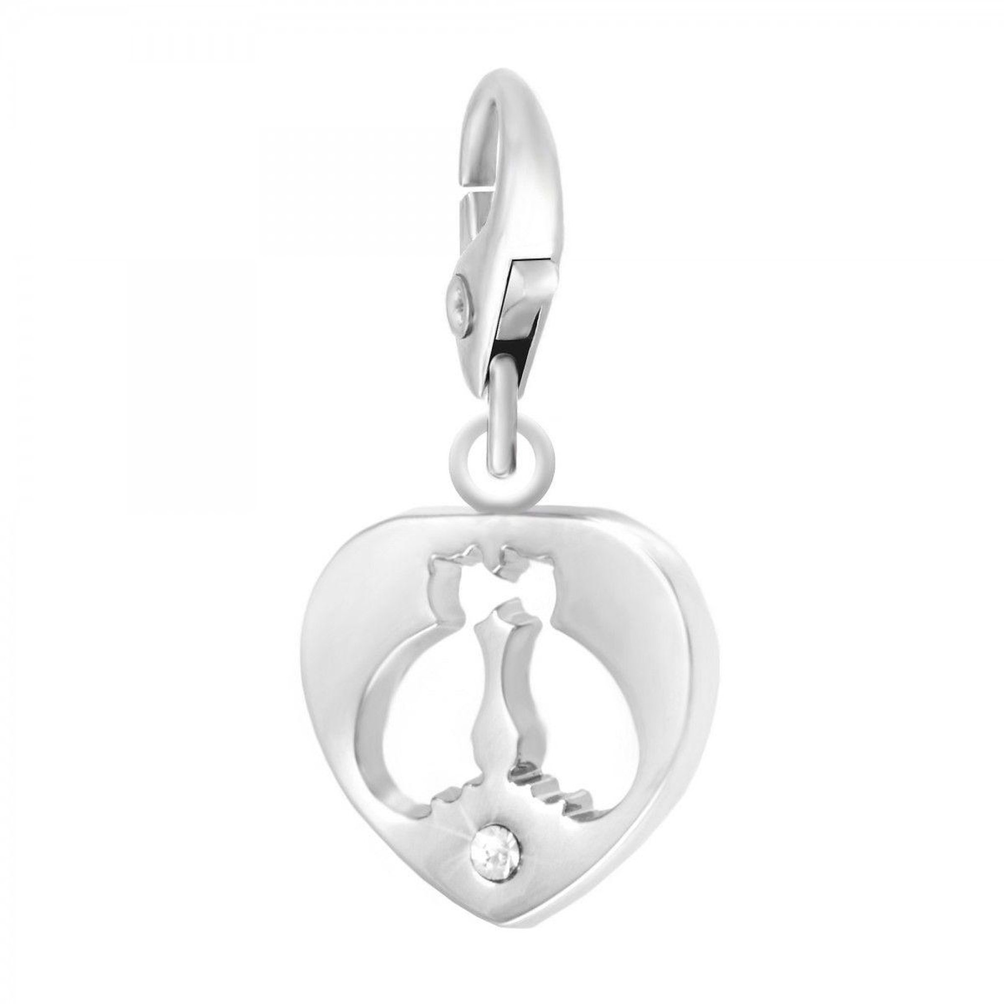 SC CRYSTAL Charm coeur et chats in love SC Crystal orné de Cristaux scintillants