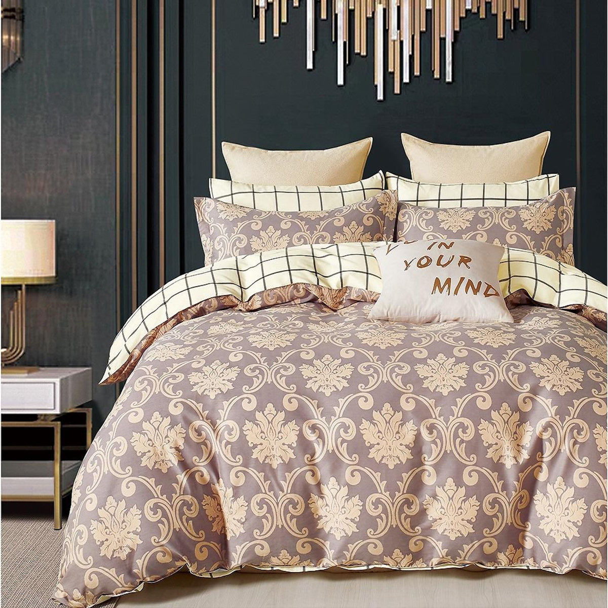 Home collection Parure housse de couette 100 % percale de coton 80 fils Orévance