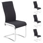 Voir la diapositive 1 : IDIMEX Lot de 4 chaises de salle à manger ou cuisine ALBA avec assise rembourrée et piètement chromé, revêtement en tissu noir et blanc