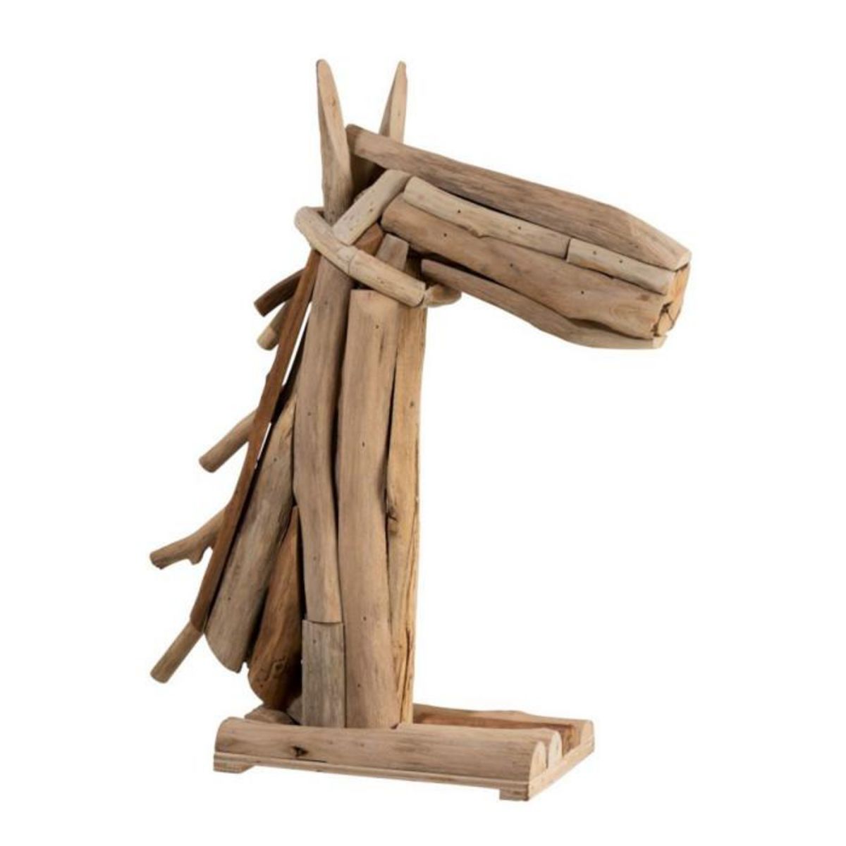 Paris Prix Statue Déco en Bois  Tête de Cheval  28cm Naturel
