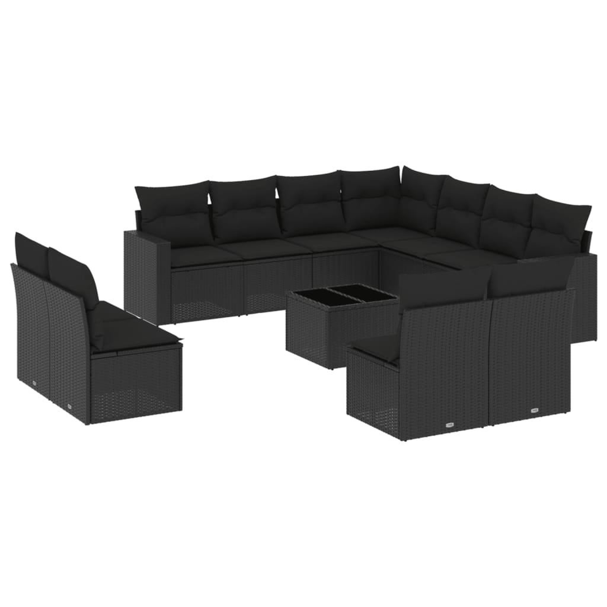 Voir la diapositive 2 : VIDAXL Salon de jardin 12 pcs avec coussins noir resine tressee
