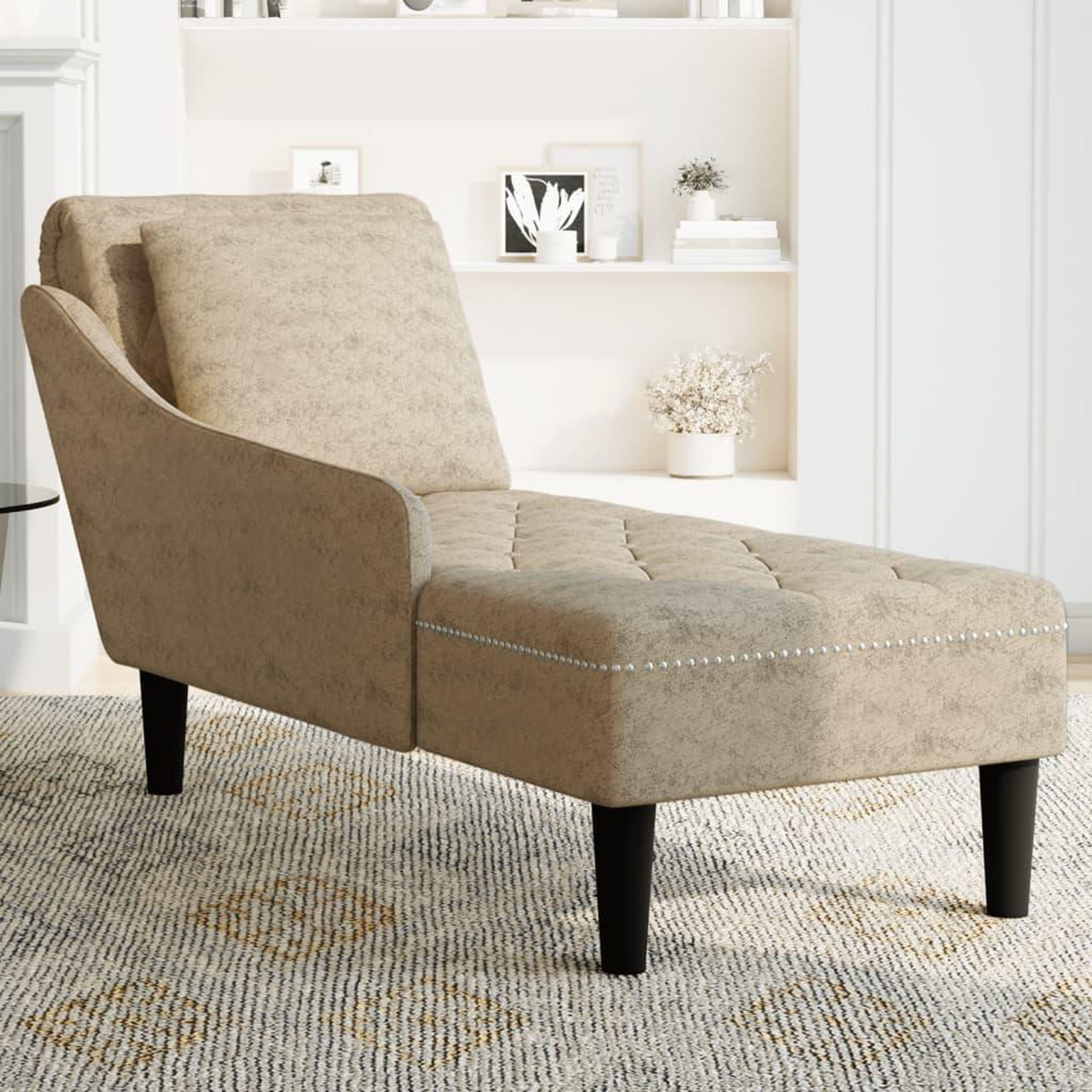 Voir la diapositive 3 : VIDAXL Fauteuil long et coussin/accoudoir droit gris clair