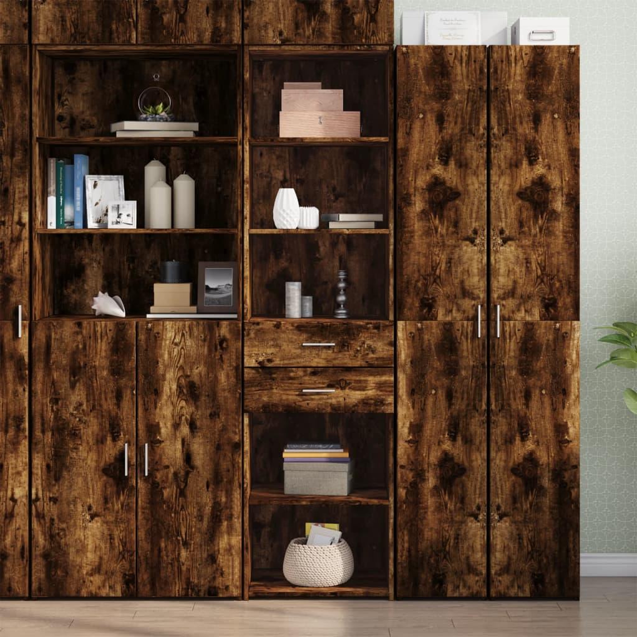 VIDAXL Buffet haut chene fume 50x42,5x185 cm bois d'ingenierie
