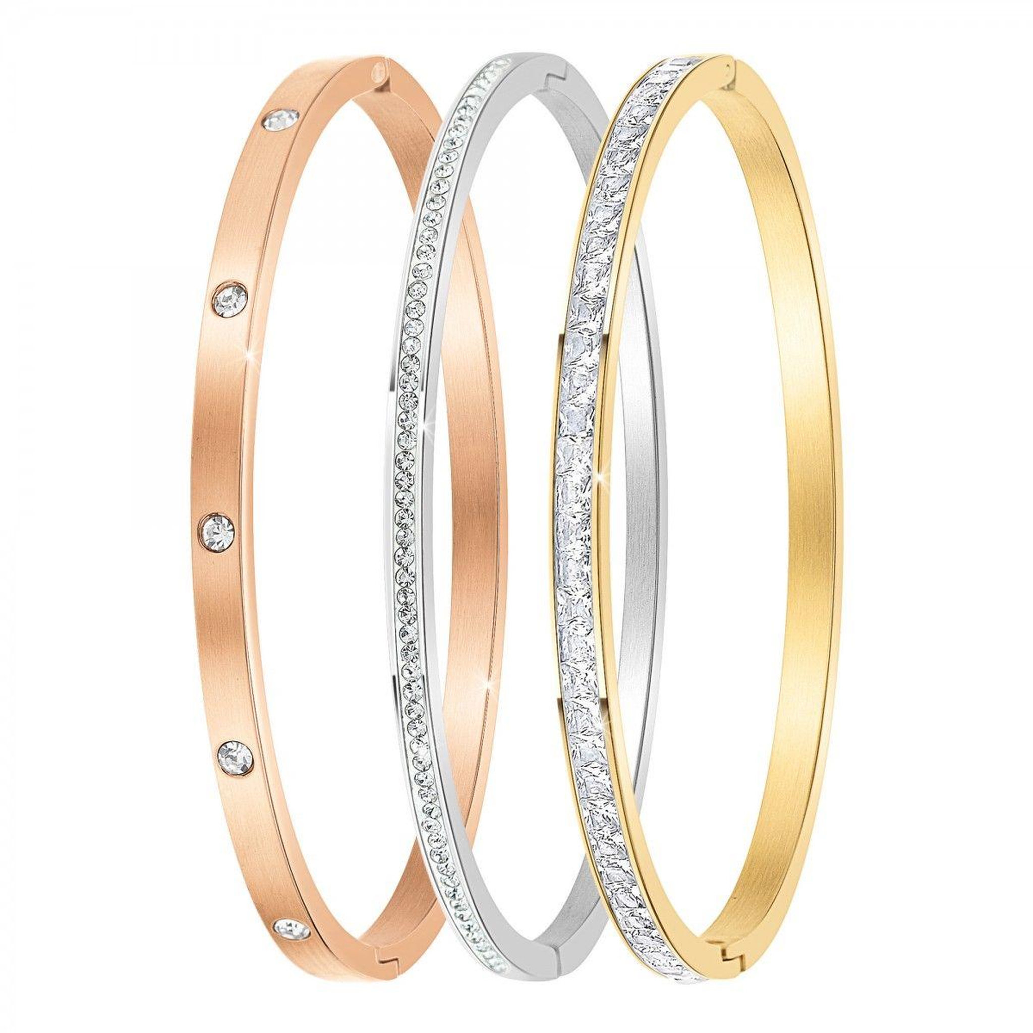 SC CRYSTAL 3 bracelets en acier inoxydable SC Crystal en Acier Rhodié argenté