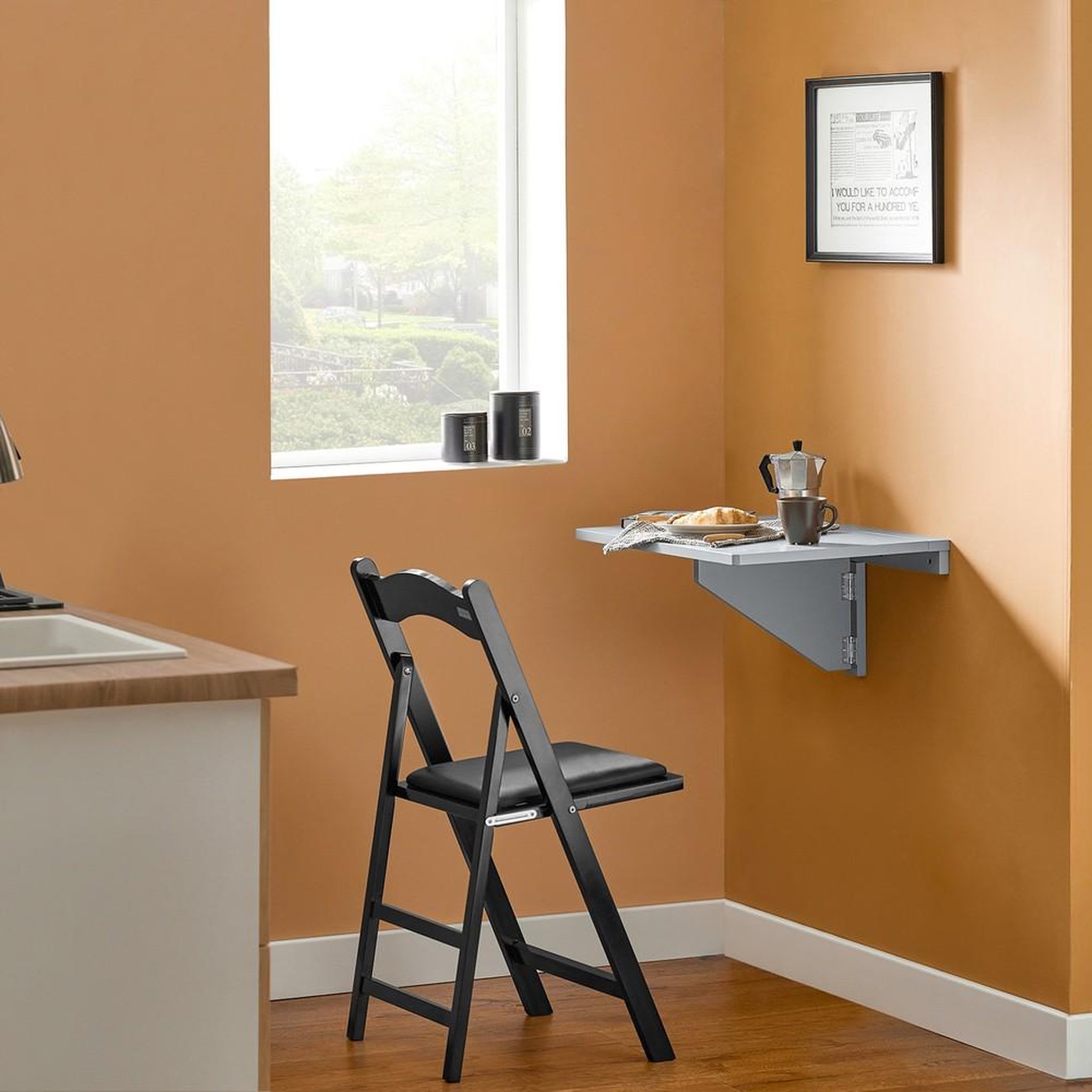 Voir la diapositive 2 : SOBUY SoBuy - Table murale extensible pliante - Minimaliste - FWT03