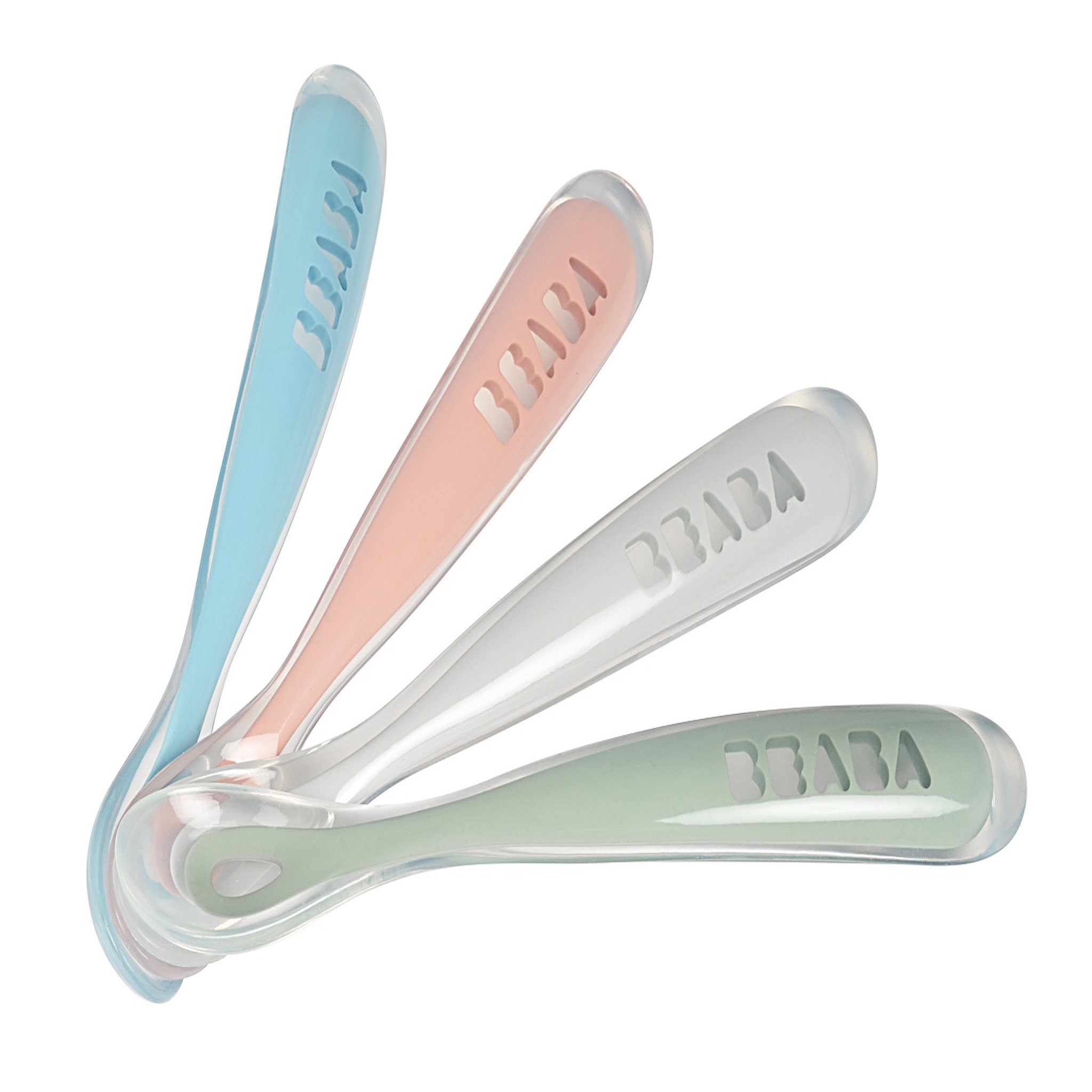 BEABA Lot de 4 cuillères ergonomiques 1er âge en silicone 