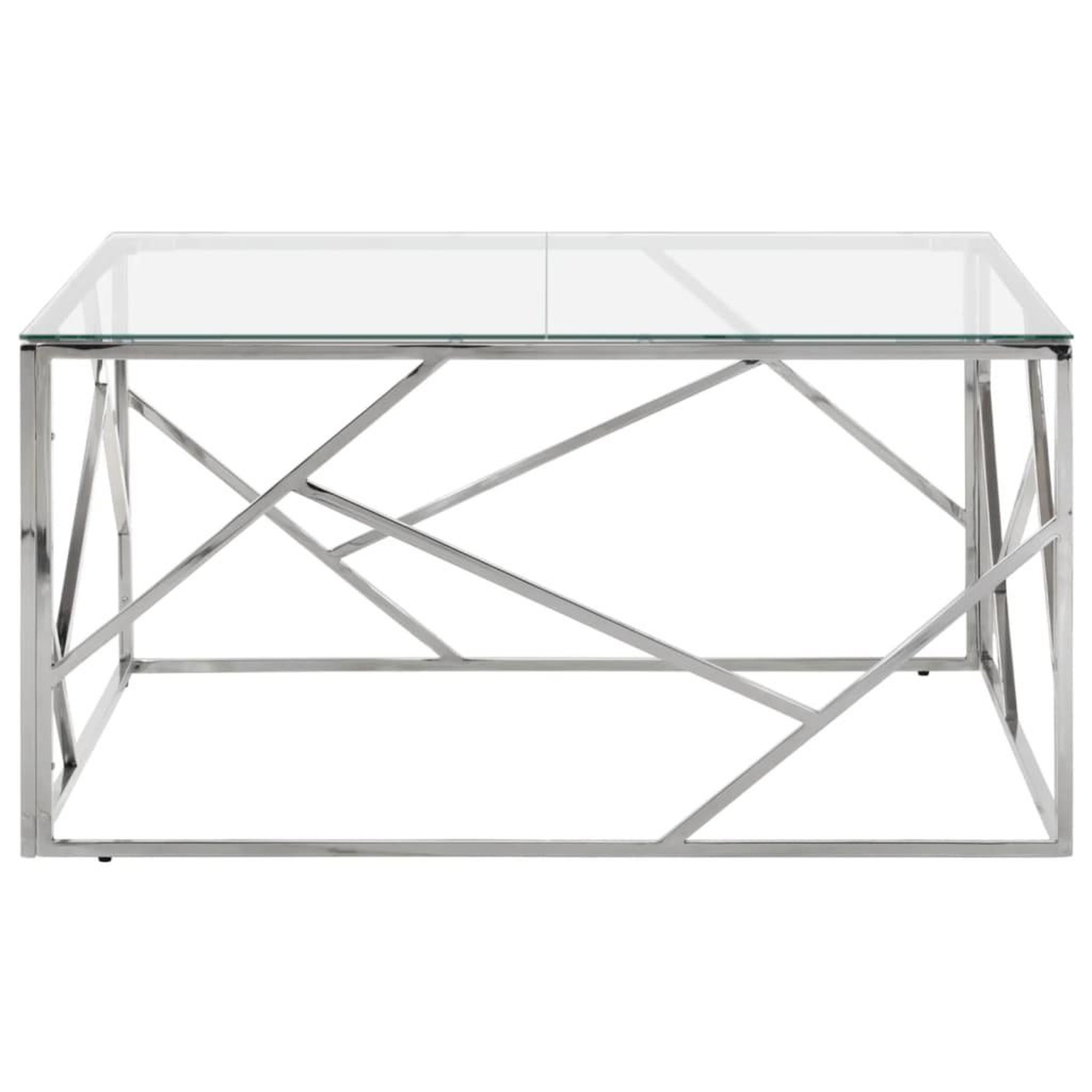 Voir la diapositive 3 : VIDAXL Table basse argente acier inoxydable et verre trempe