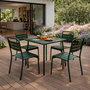 Voir la diapositive 2 : CONCEPT USINE Ensemble table de jardin carrée 70cm et 4 chaises vert BERGAME