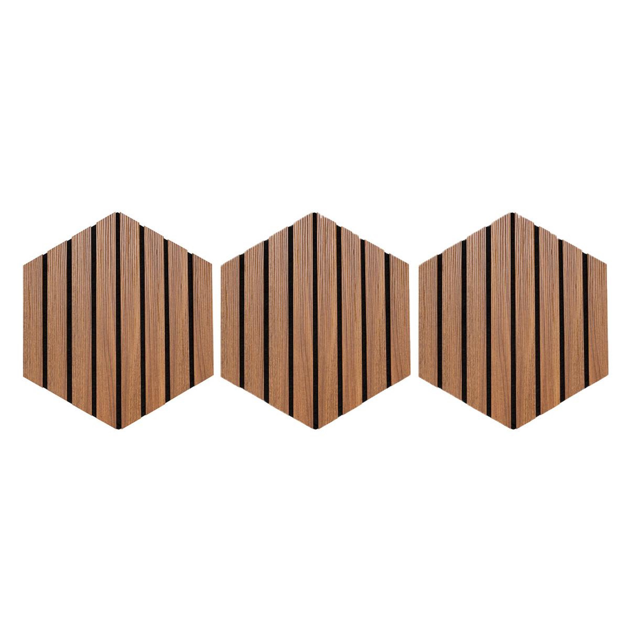 ATMOSPHERA Lot de 3 panneaux déco hexagonal  colva  30x26cm marron