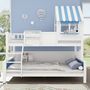 Voir la diapositive 2 : MERAX Lit superposé 90x200(120x200)cm bois et mdf coloris blanc+bleu