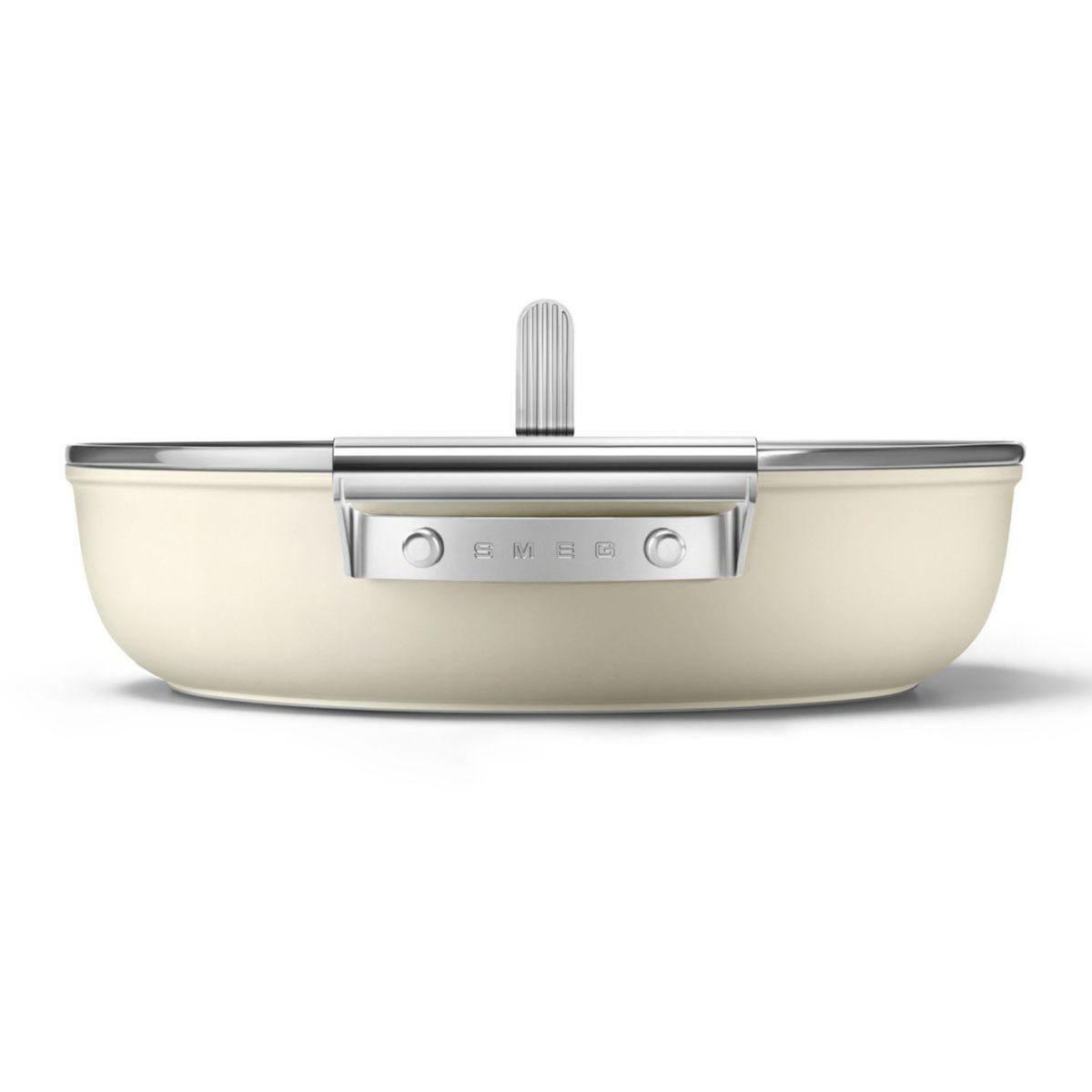 SMEG Sauteuse 28cm céramique crème avec couvercle