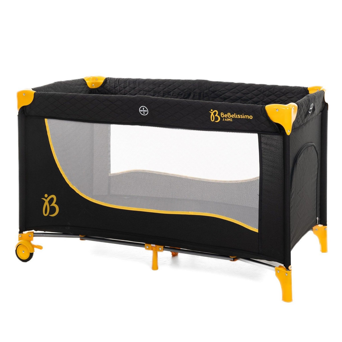 BEBELISSIMO BEBELISSIMO - Lit parapluie bébé - berceau bébé - dès la naissance - Nuit - lit pliant - 2 niveaux - gold