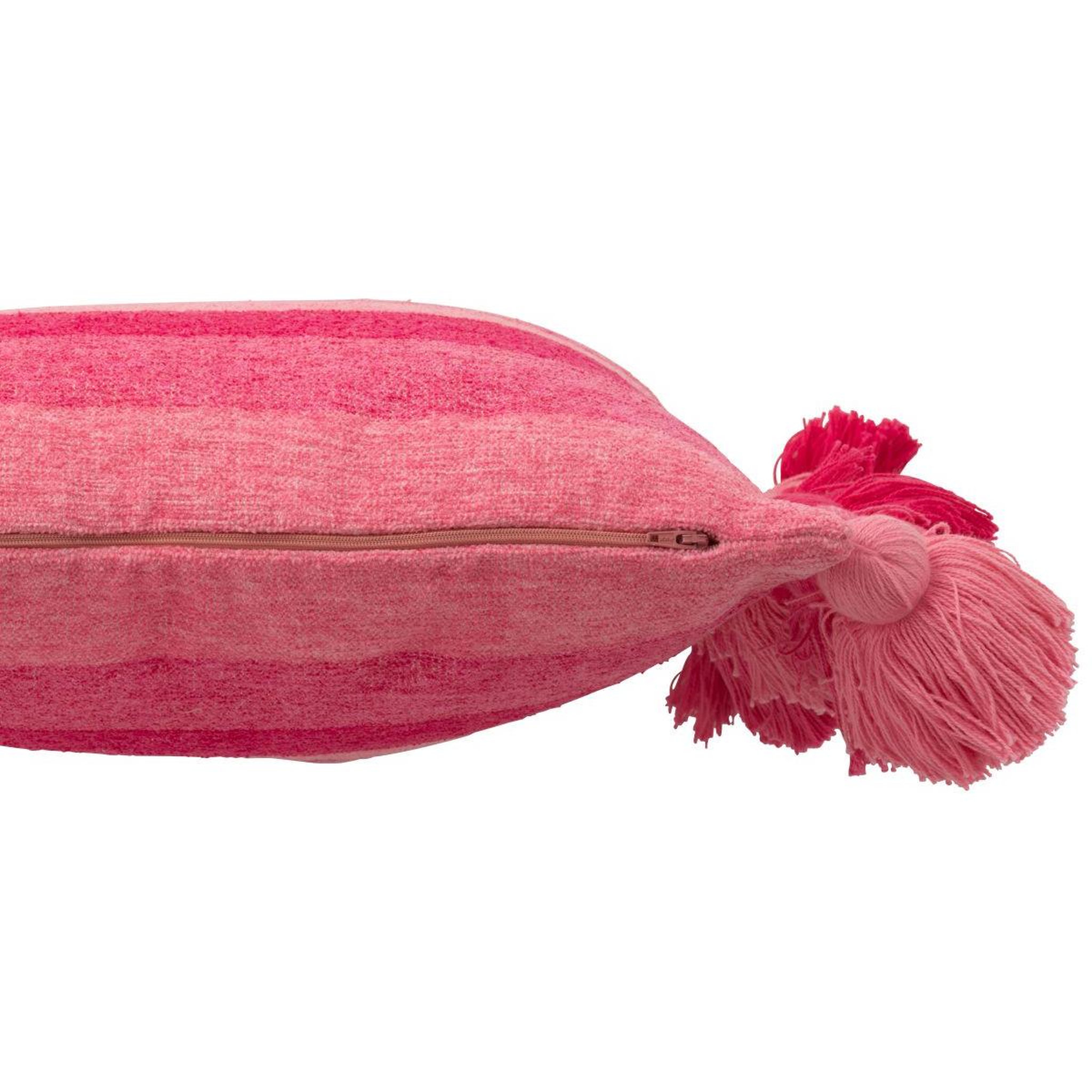 Voir la diapositive 2 : J-LINE Coussin déco à pompons  polly  50x50cm rose