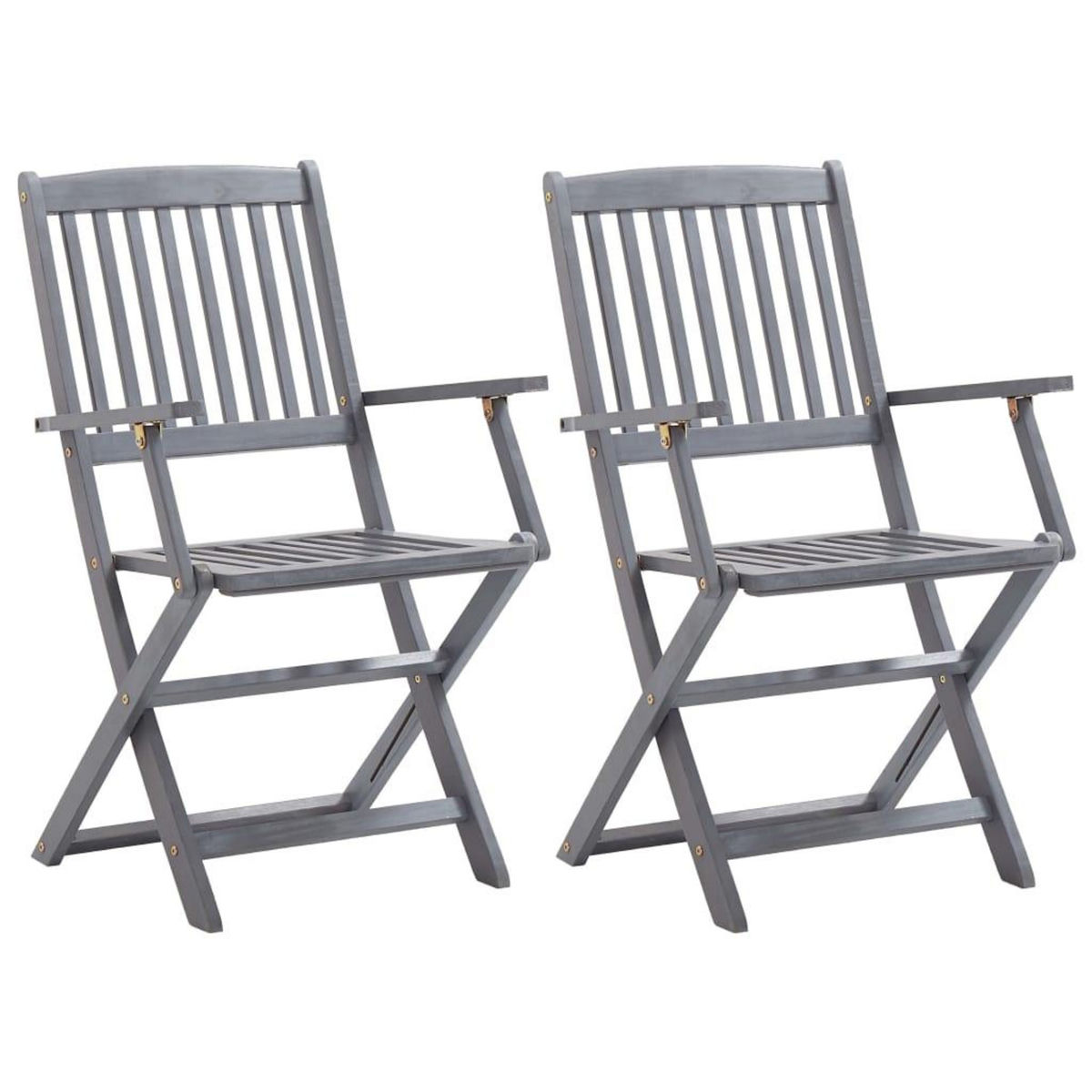 VIDAXL Chaises pliables d'exterieur lot de 2 et coussins Bois d'acacia