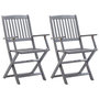 Voir la diapositive 3 : VIDAXL Chaises pliables d'exterieur lot de 2 et coussins Bois d'acacia