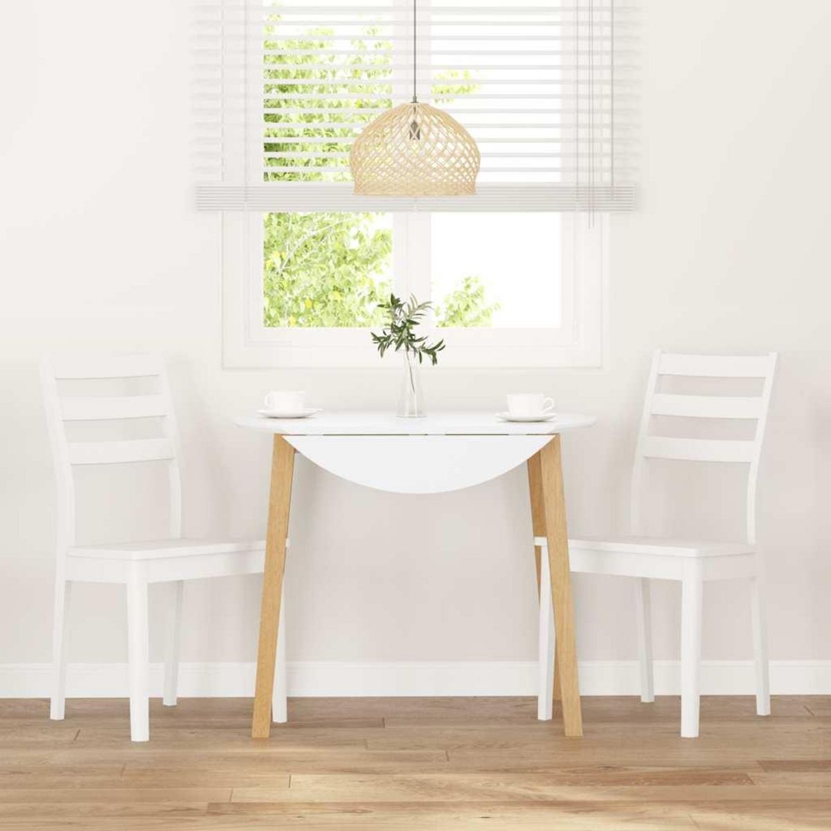 VIDAXL Chaises a manger 2 pcs blanc bois massif caoutchouc