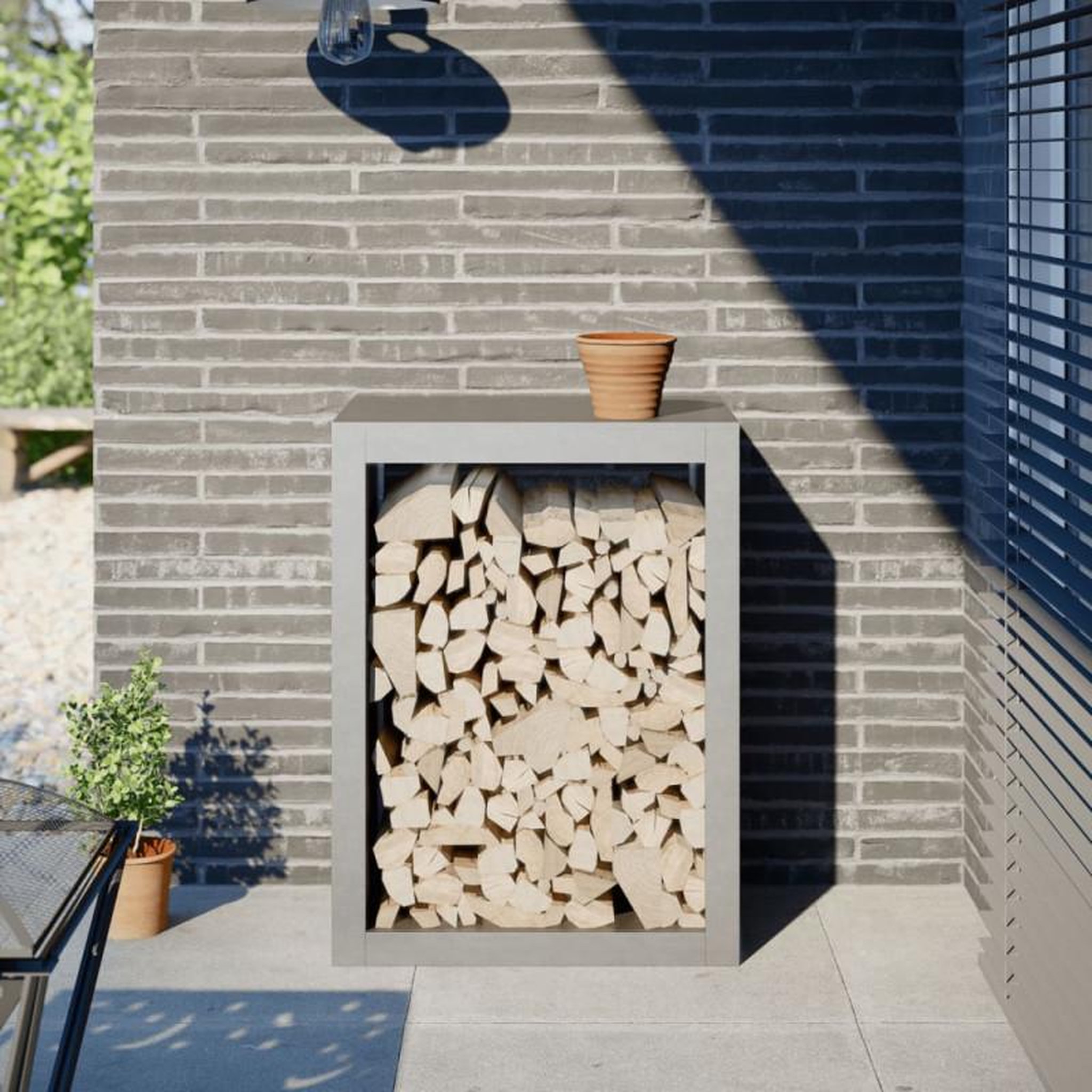 Voir la diapositive 1 : VIDAXL Portant de bois de chauffage 60x40x80 cm acier inoxydable