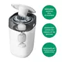 TOMMEE TIPPEE TOMMEE TIPPEE Poubelle a couches Twist & Click, Starter Pack, Blanc, + 6 recharges