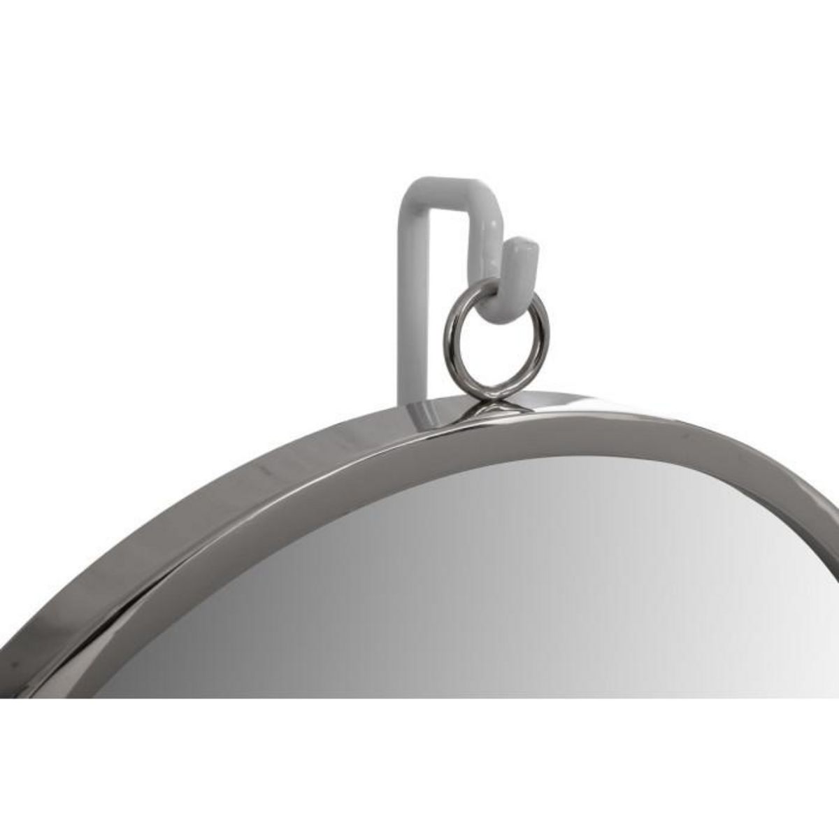 Paris Prix Miroir à Poser Rond  Eleganca  75cm Blanc & Argent