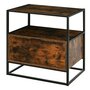 HOMCOM Console meuble de rangement style industriel vintage grand tiroir, étagère et plateau aspect vieux bois veinage métal noir