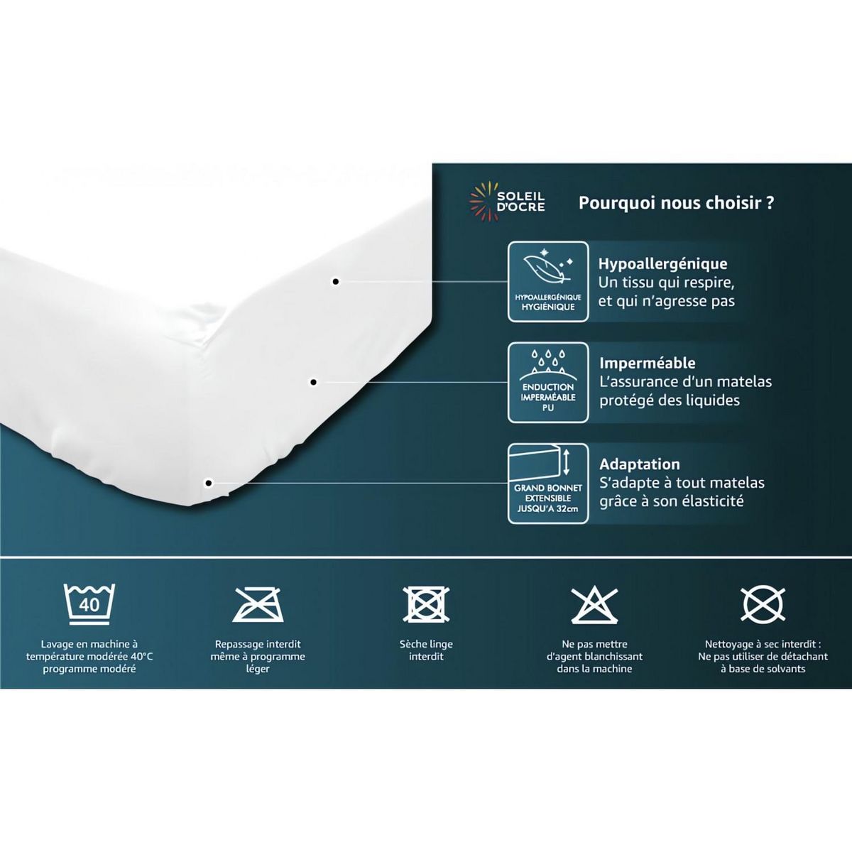 SOLEIL D'OCRE Protège matelas imperméable bébé EPONGE