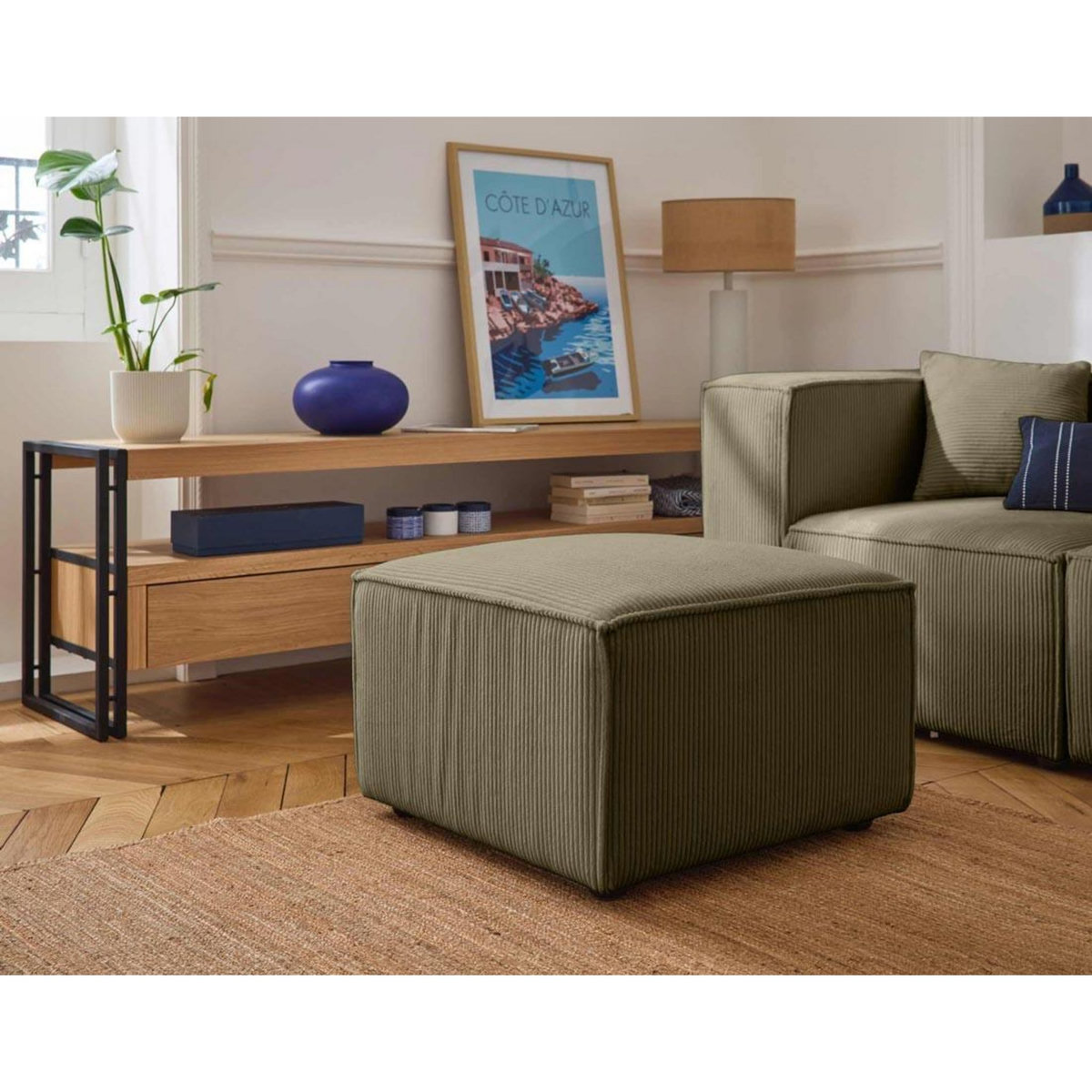 LISA DESIGN Arty - pouf d'appoint - en velours côtelé