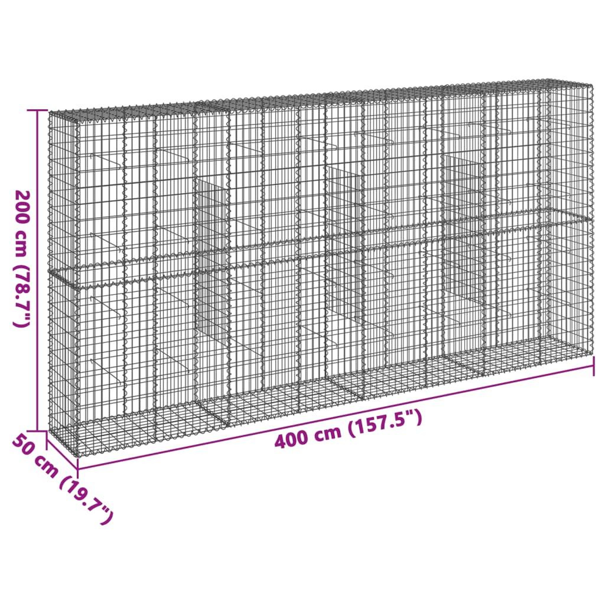 Voir la diapositive 6 : VIDAXL Panier gabion avec couvercle 400x50x200 cm fer galvanise