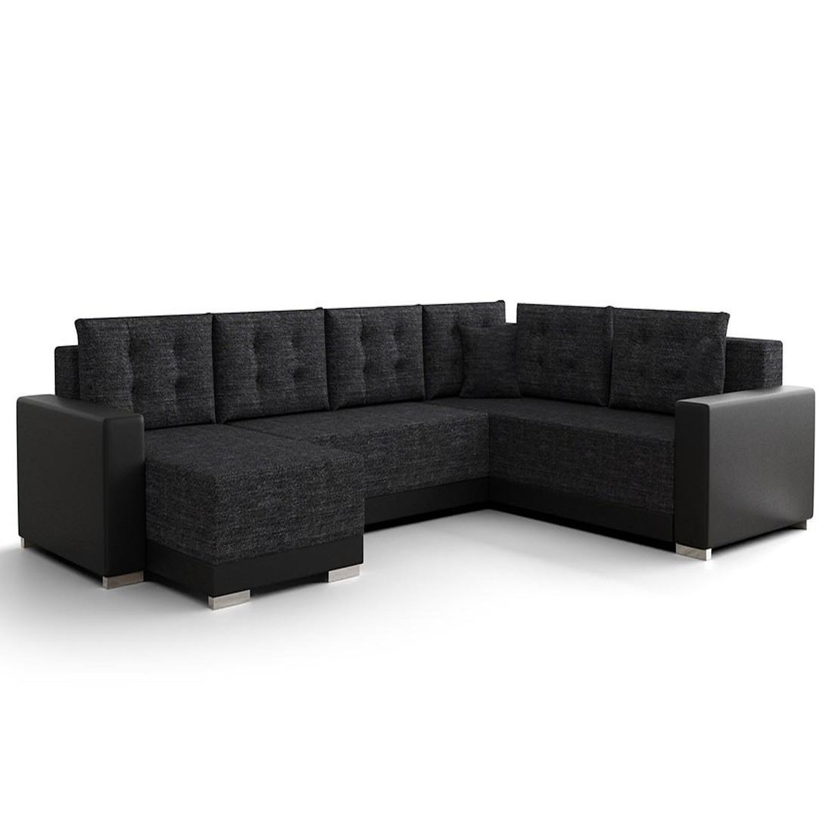 BEST MOBILIER Roger - canapé panoramique d'angle réversible 7 places convertible avec coffre en tissu