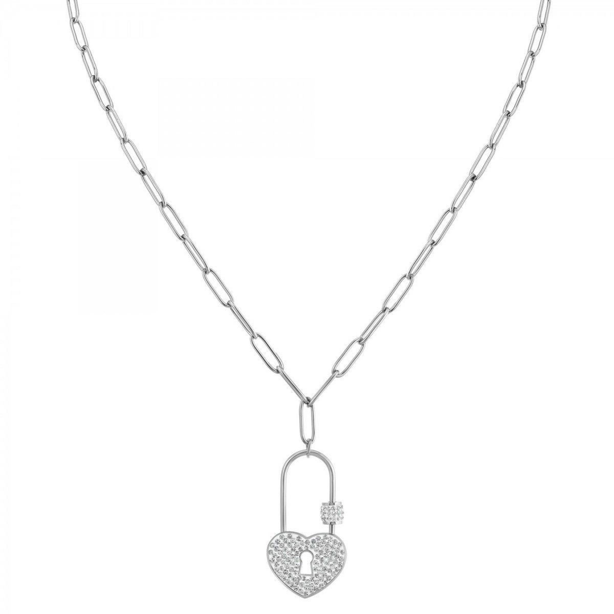 SC CRYSTAL Collier cadenas coeur SC Crystal orné de Cristaux scintillants