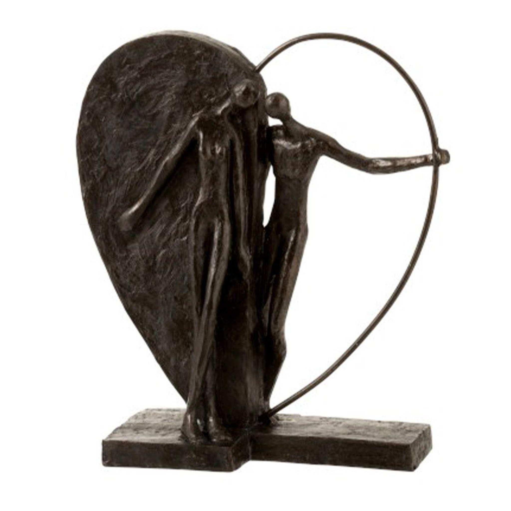 J-LINE Statuette déco  coupe demi cœur  31cm marron