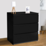 Voir la diapositive 2 : ID MARKET Commode 3 tiroirs TOMI 78 cm bois noir