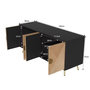 Voir la diapositive 3 : MERAX Buffet 4 porte(s) 0 tiroir(s) - 160 cm noir+naturel mdf