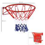 HOMCOM Panier de basket, anneau de basketball avec filet Ø 46 cm, support mural intérieur et extérieur, rouge